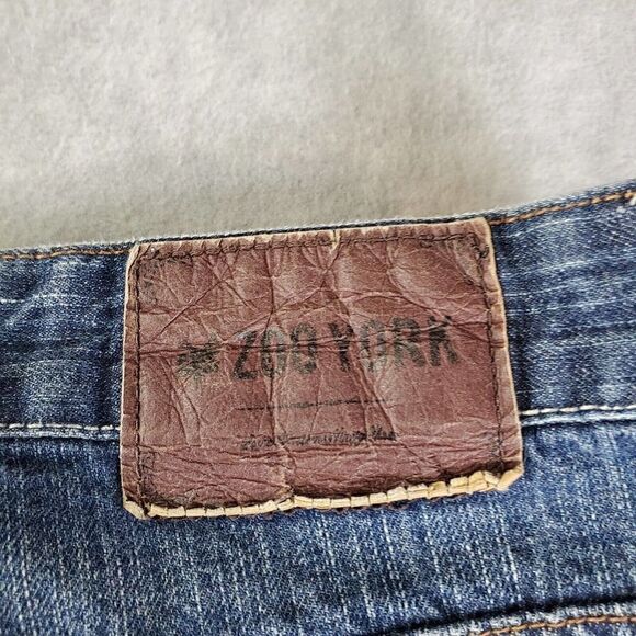 Zoo York Jeans Mens 36 Blue Regular Fit Dark Wash Distressed Straight Leg Denim - Picture 12 of 13